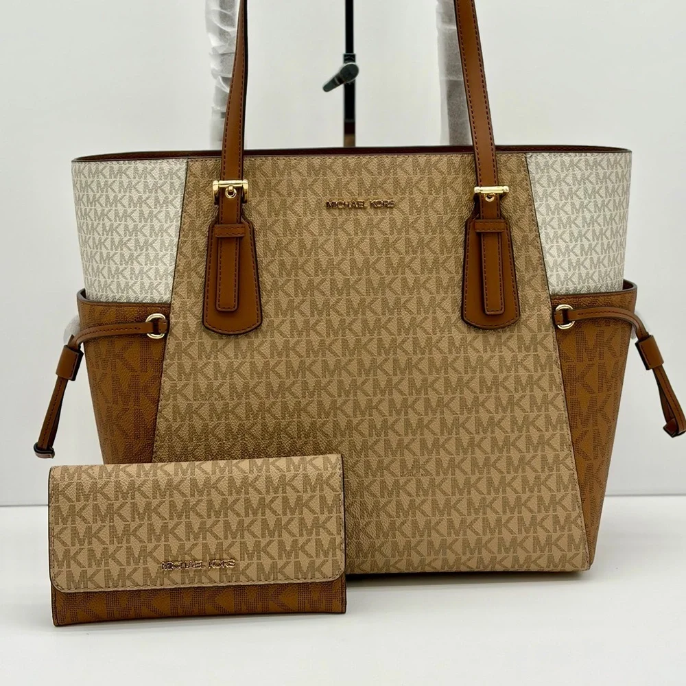 Michael Kors Voyager Color Block Tote and Wallet Set